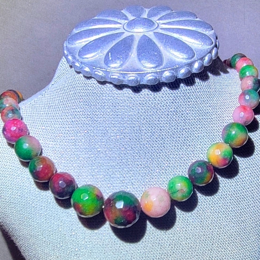6-14mm Natural Color Faceted Candy Jade / Jadeite Gemstone Necklace 18'' Unisex - Picture 7 of 10